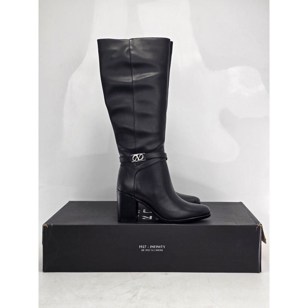 Naturalizer Jane Tall Boots Womens 8 Black Leather Block Heel Zip - New